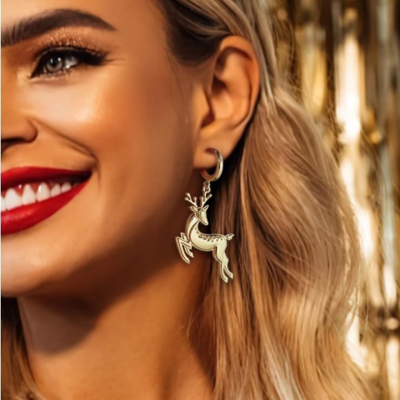 14k Reindeer Earrings - Picture 6 of 7